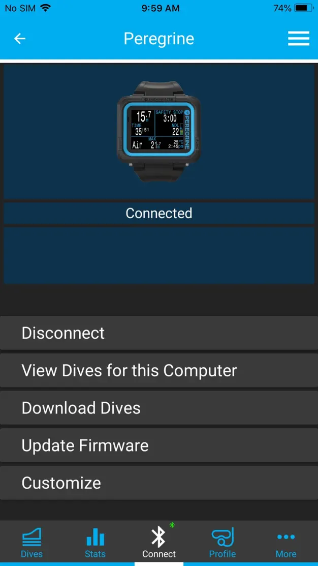 Shearwater Cloud dive details